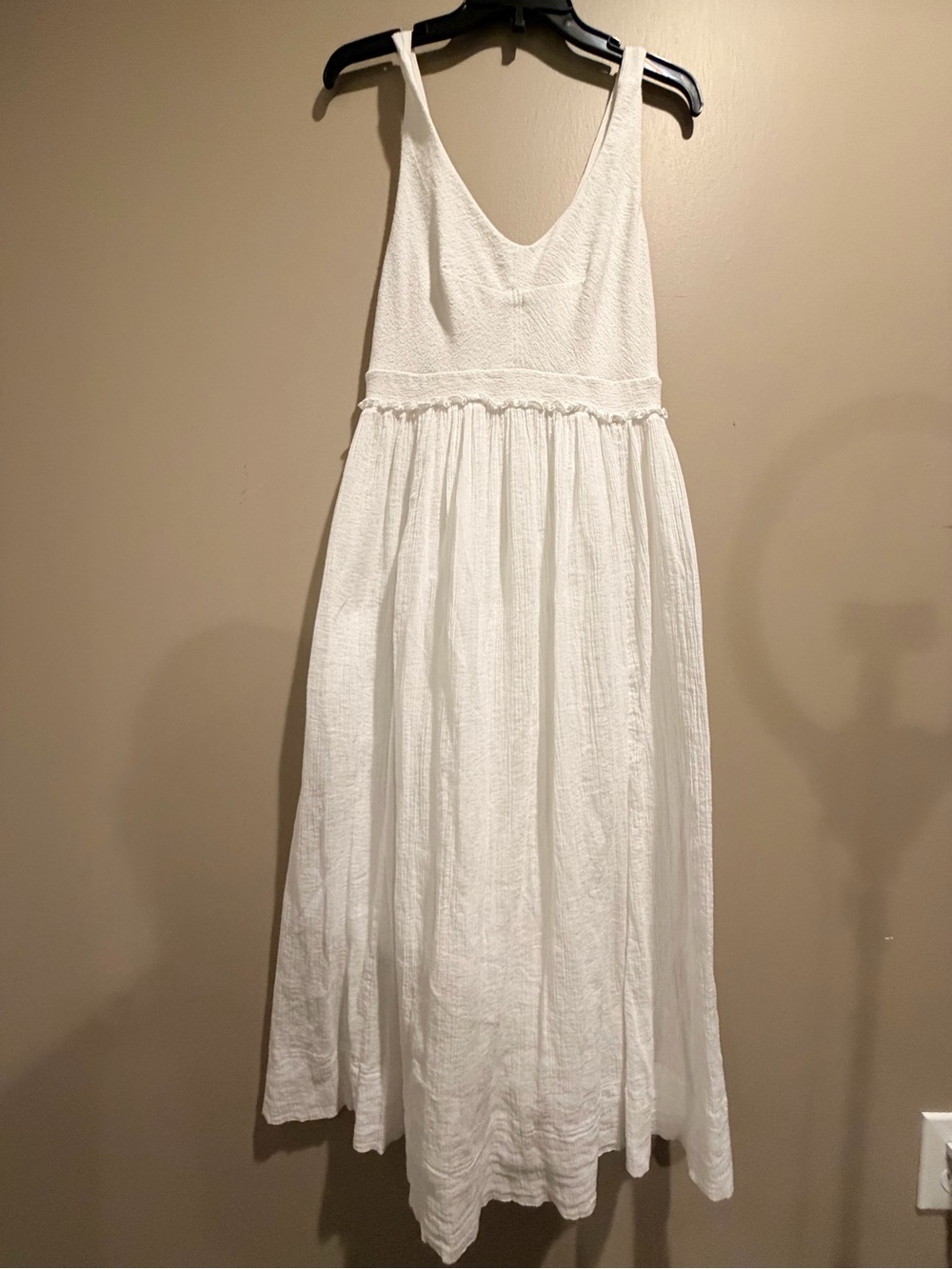 Saturday Sunday White Boho Gauze Maxi Dress Lace-Up Cottagecore